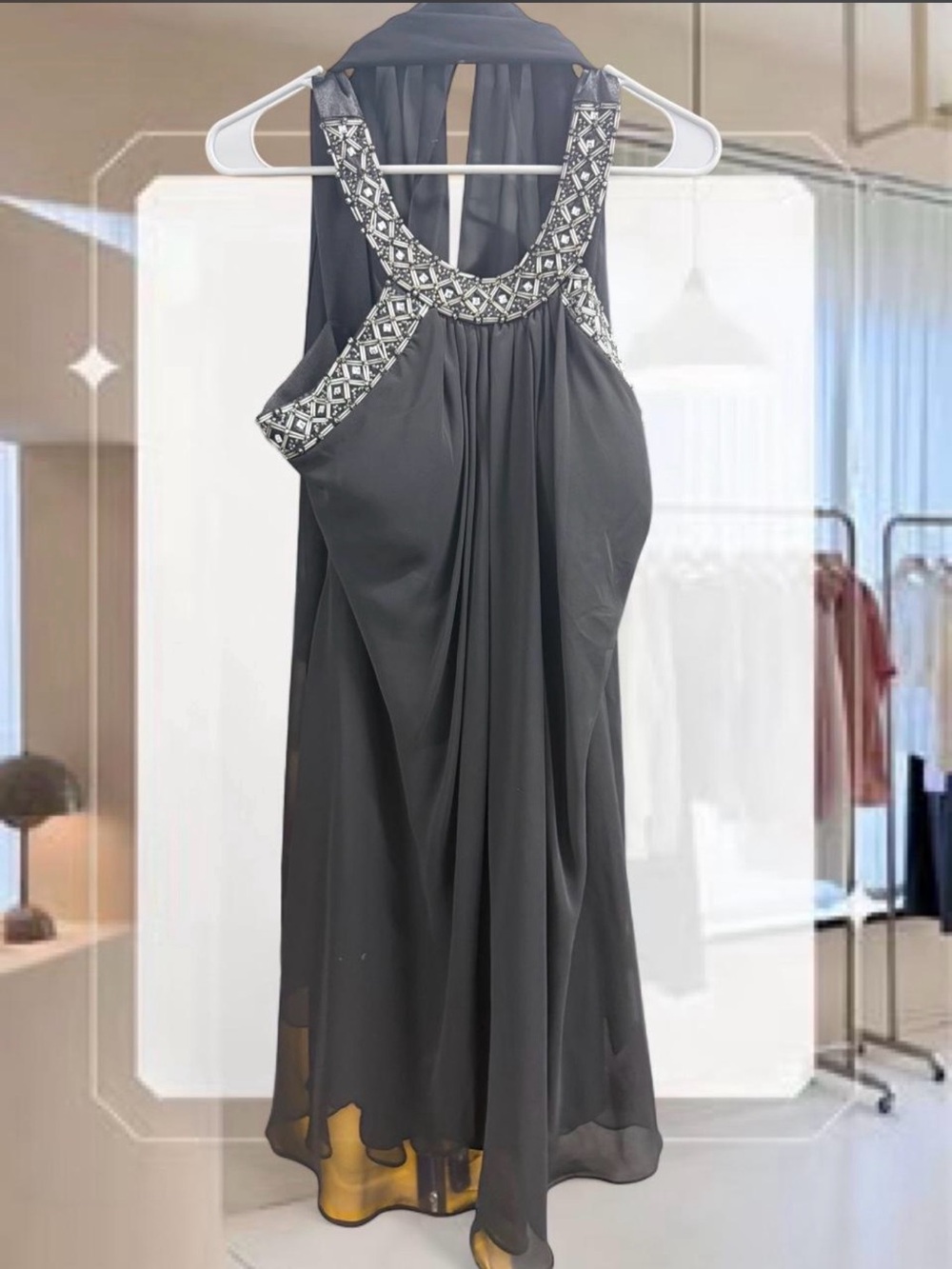 dressbarn Black Beaded Halter Midi Dress